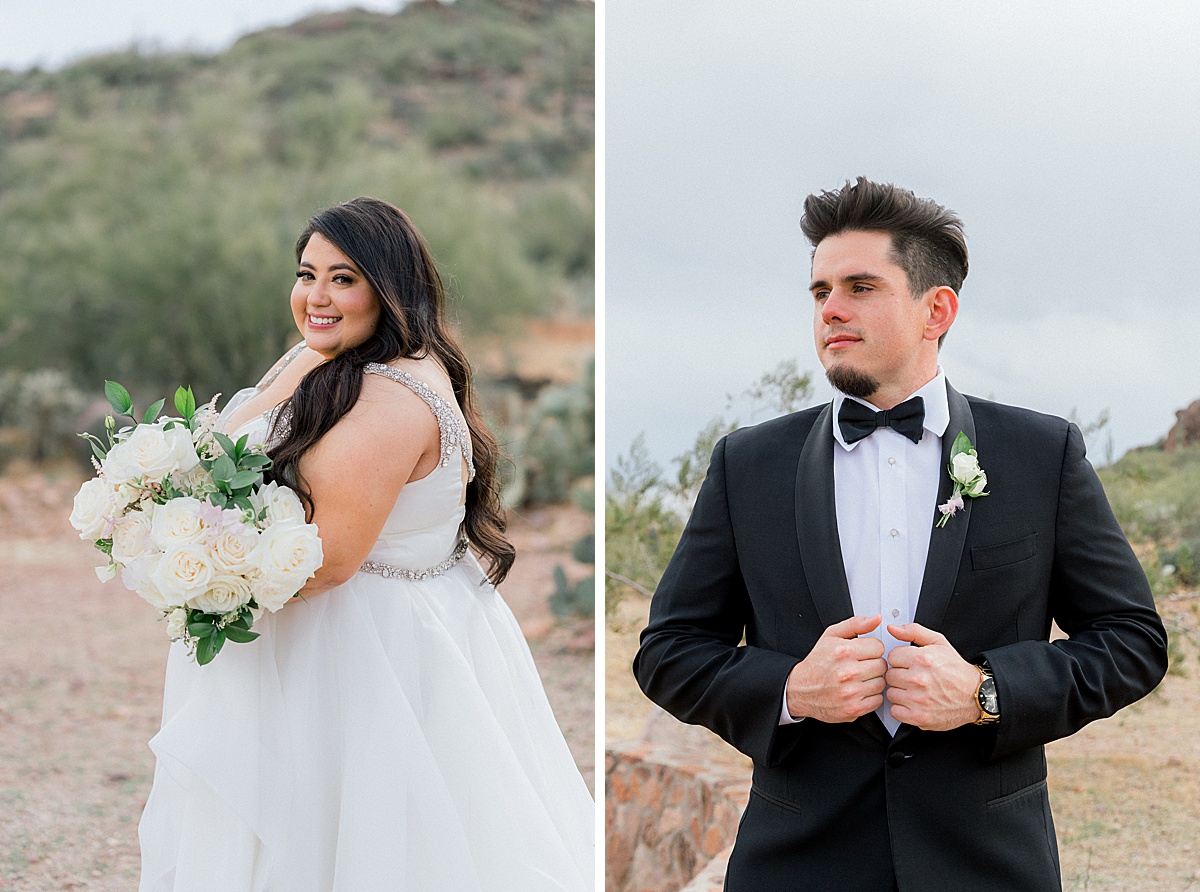 bride and groom by tucson wedding photographer