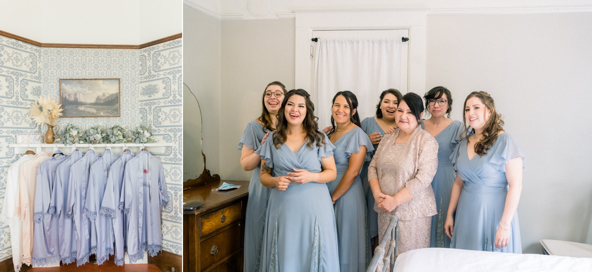 First look with bridesmaids and mother in law