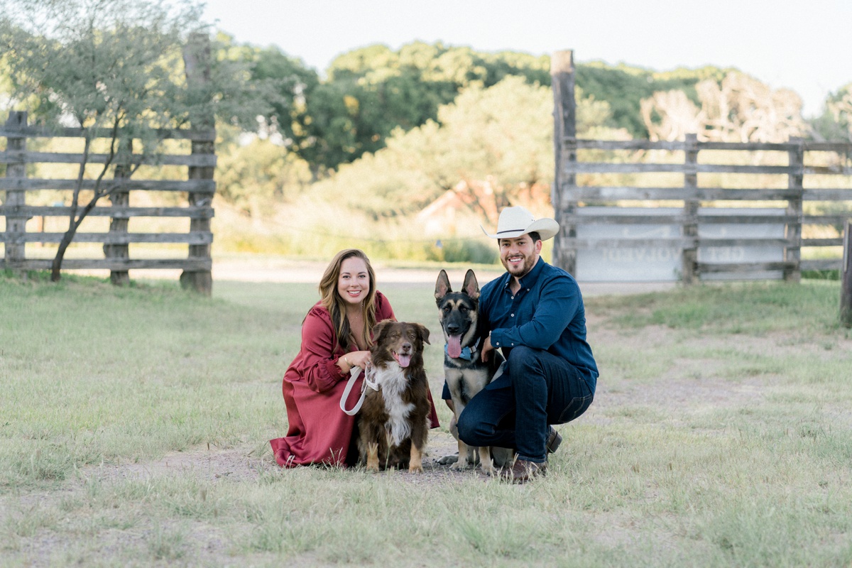 engagement session with dogs in southern arizona