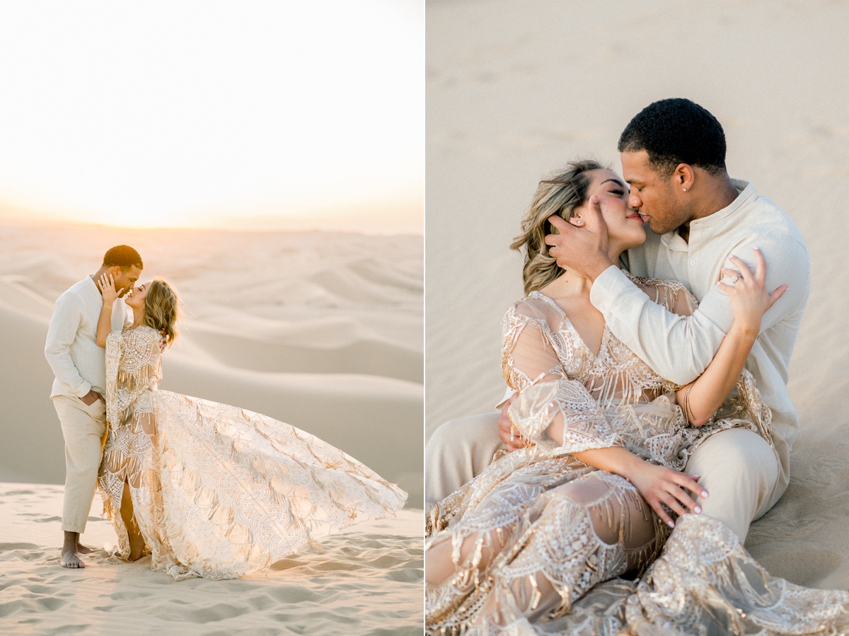 Styled engagement session photo ideas at the sand dunes of Hugh T. Osborne Lookout. Ruby Sandoval Photography