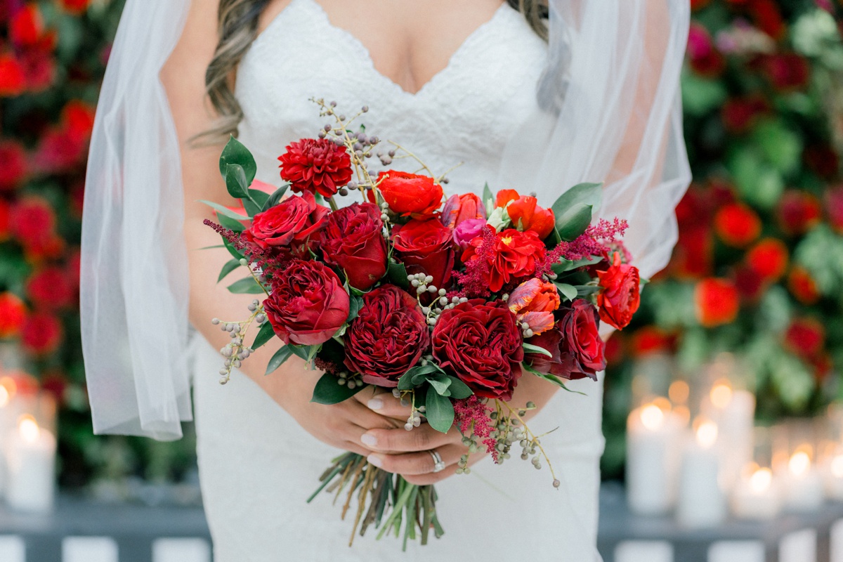 Red Rose Wedding Inspiration session at Hotel Californian in Santa Barbara, CA. Ruby Sandoval Photography